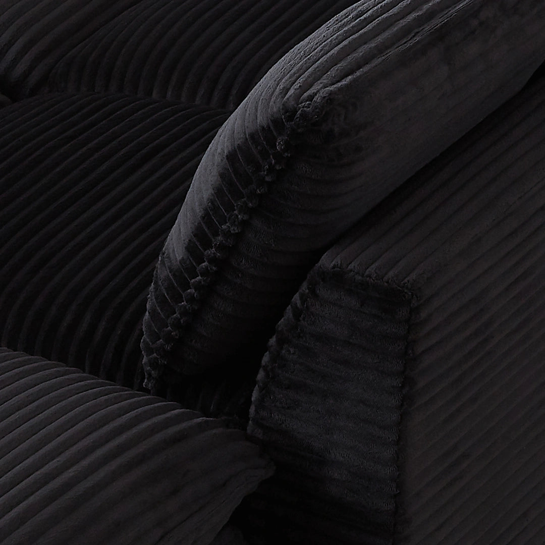 Black 3 Seat and 3 Ottoman Modern corduroy cloud sofa #6108
