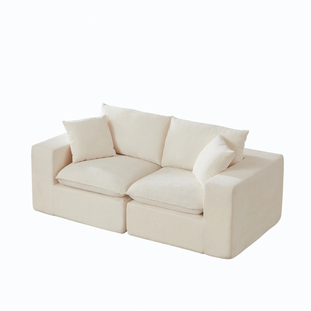 White 2 Seat Modern Chenille Cloud Sofa #6120