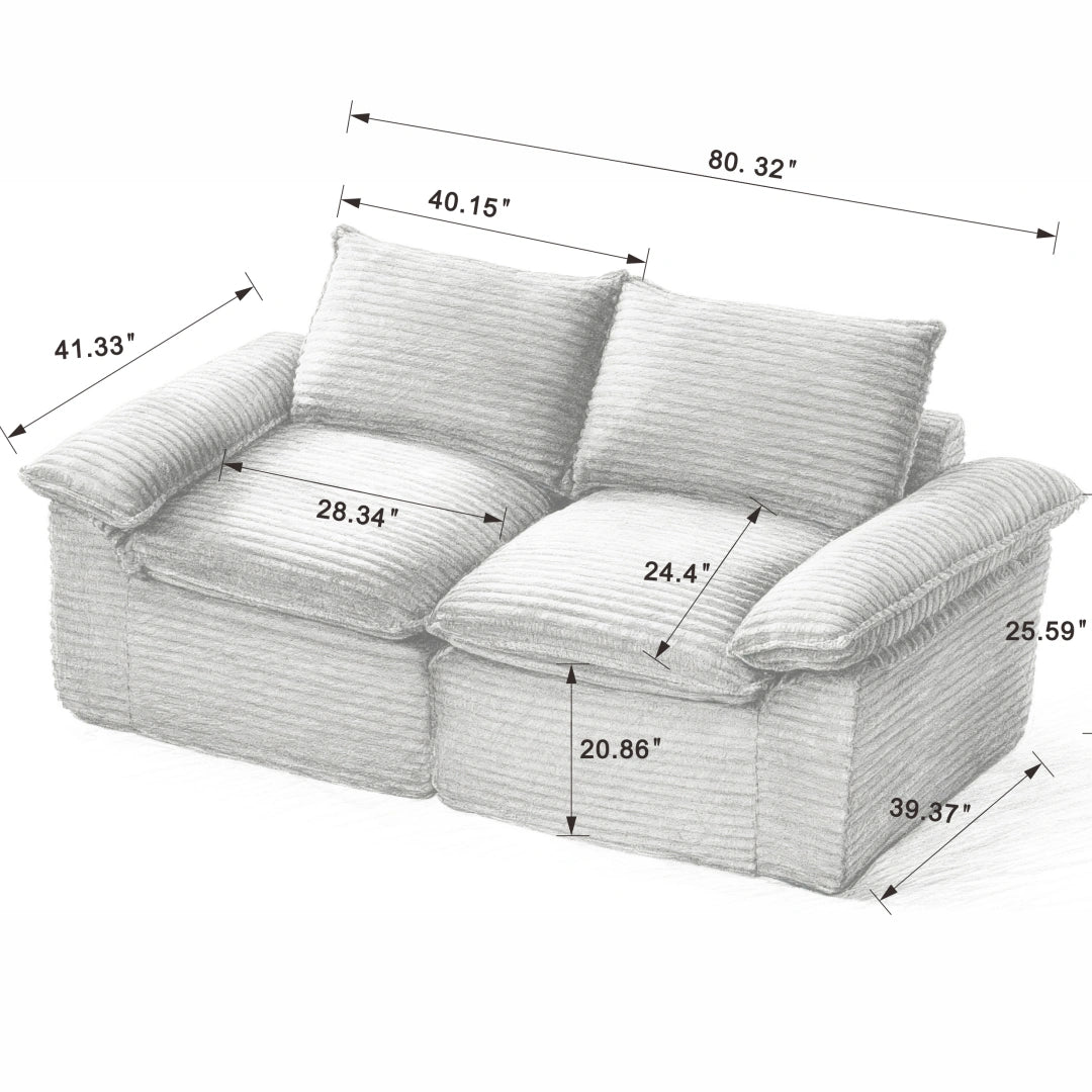 Dark Gray 2 Seat Modern corduroy cloud sofa #6108