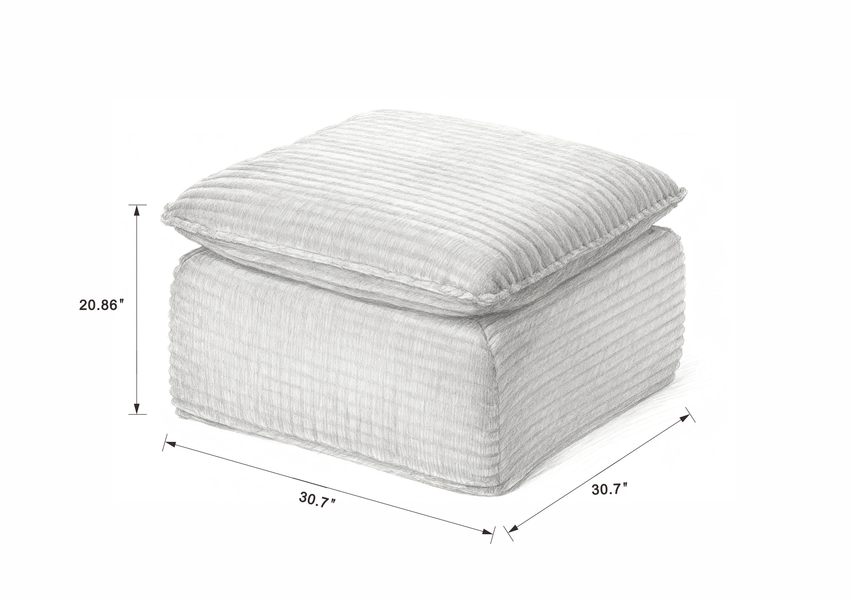 Dark Gray Ottoman Modern corduroy cloud sofa #6108