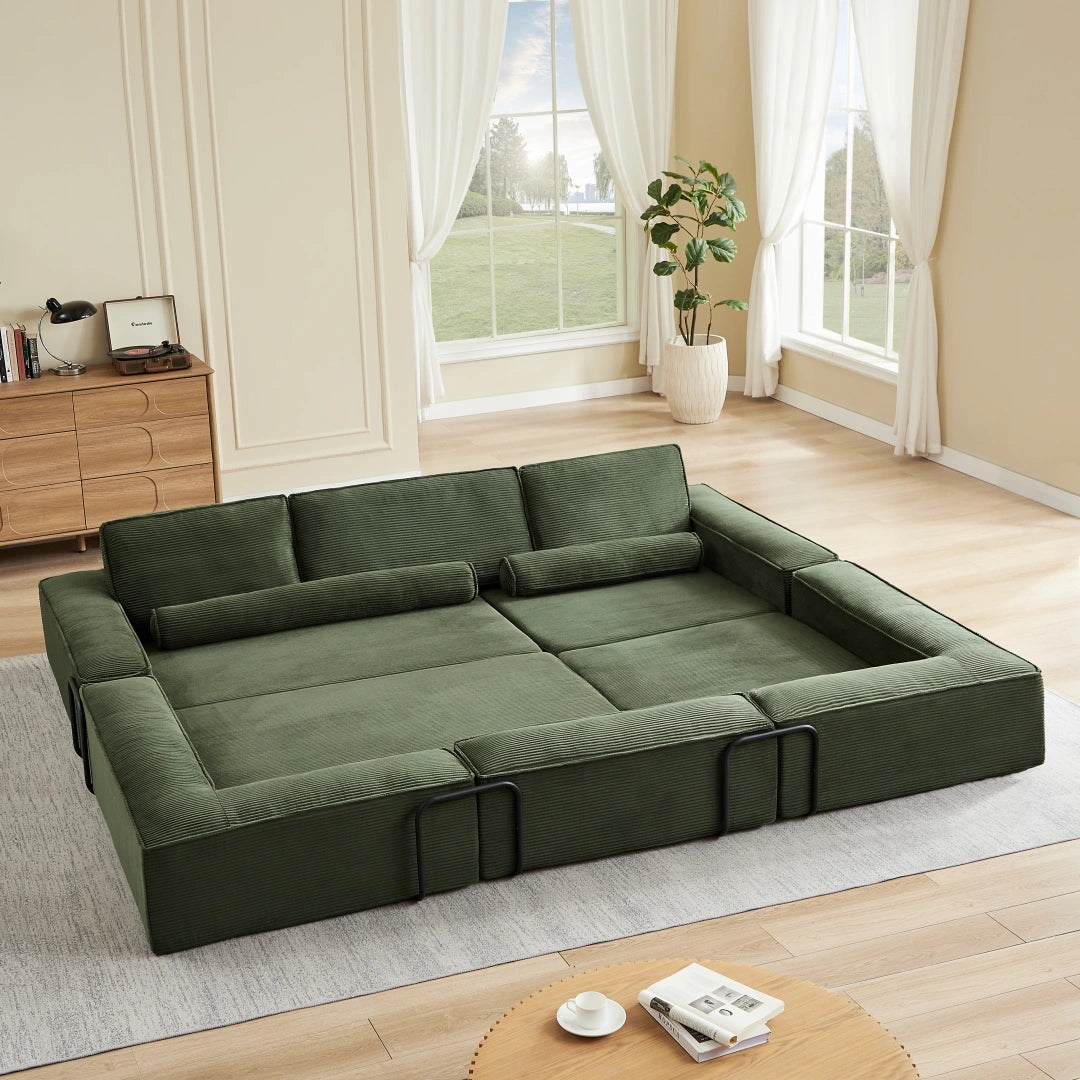 Army Green Large modern corduroy sofa can be freely combined #6082