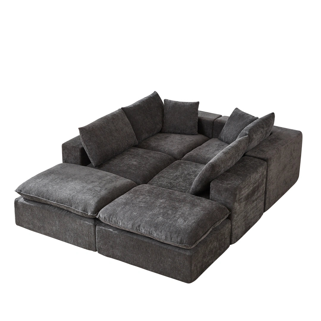 Dark Gray 6 Seat Modern Chenille Cloud Sofa #6120