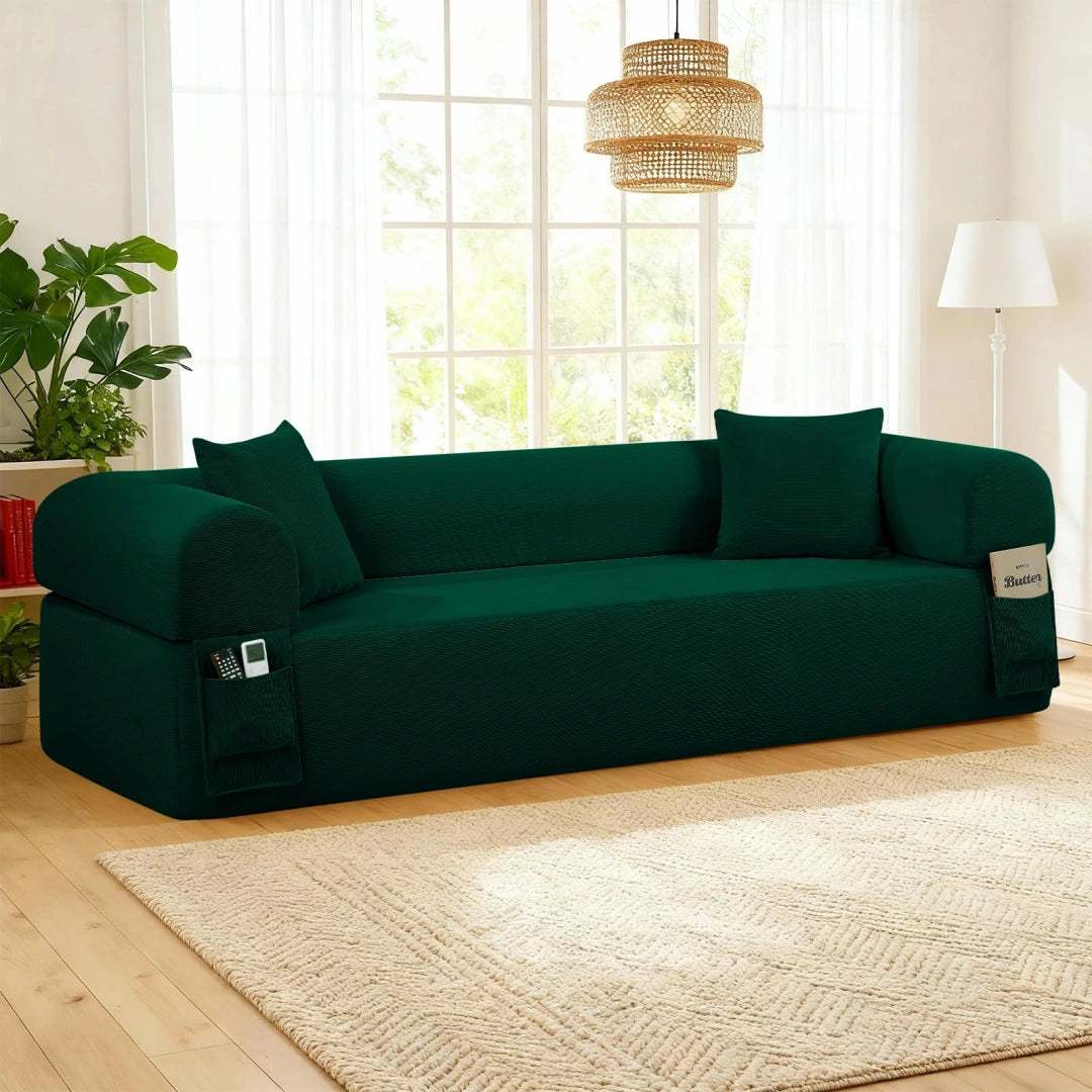 Green 3 Seater Sofa Boneless Couches #6118