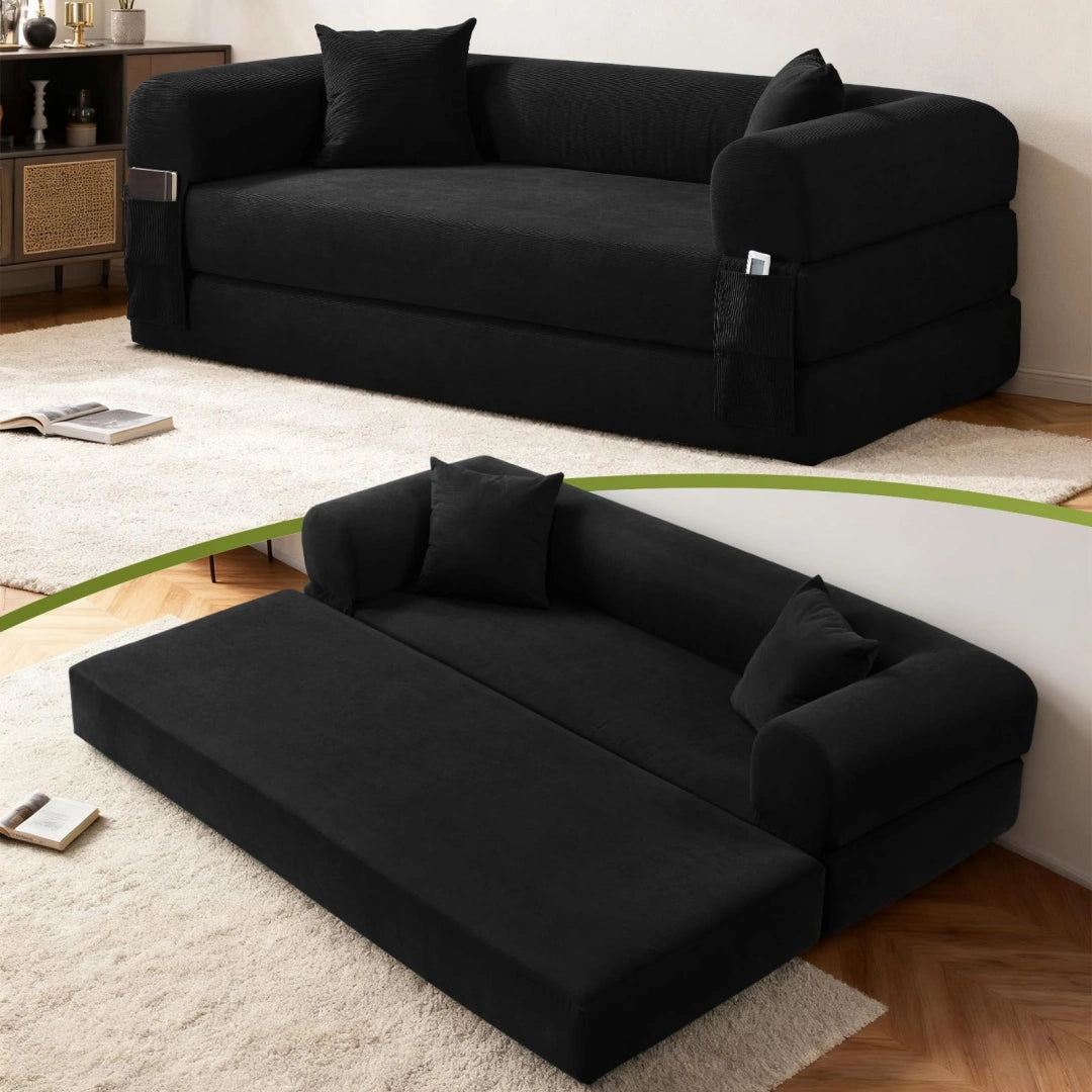 Dark Gray Convertible Sofa Bed Couch 80 Inch Boneless Couches for Living Room #6115