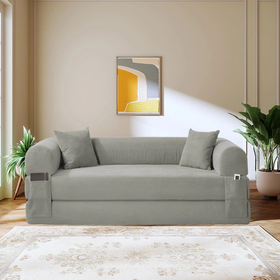 Light Gray Convertible Sofa Bed Couch 80 Inch Boneless Couches for Living Room #6115
