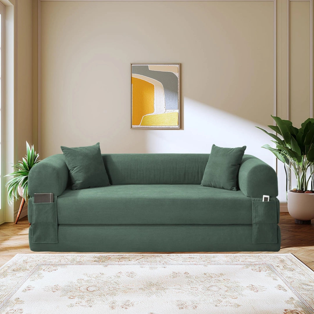 Light Green Convertible Sofa Bed Couch 80 Inch Boneless Couches for Living Room #6115