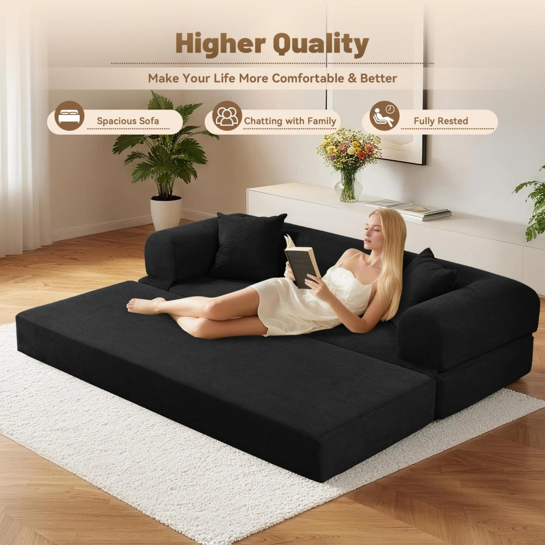 Dark Gray Convertible Sofa Bed Couch 80 Inch Boneless Couches for Living Room #6115