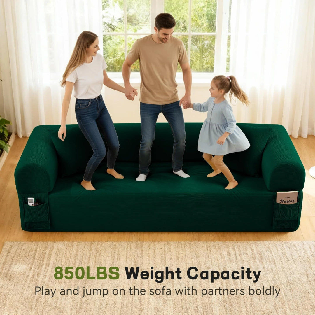 Green 3 Seater Sofa Boneless Couches #6118