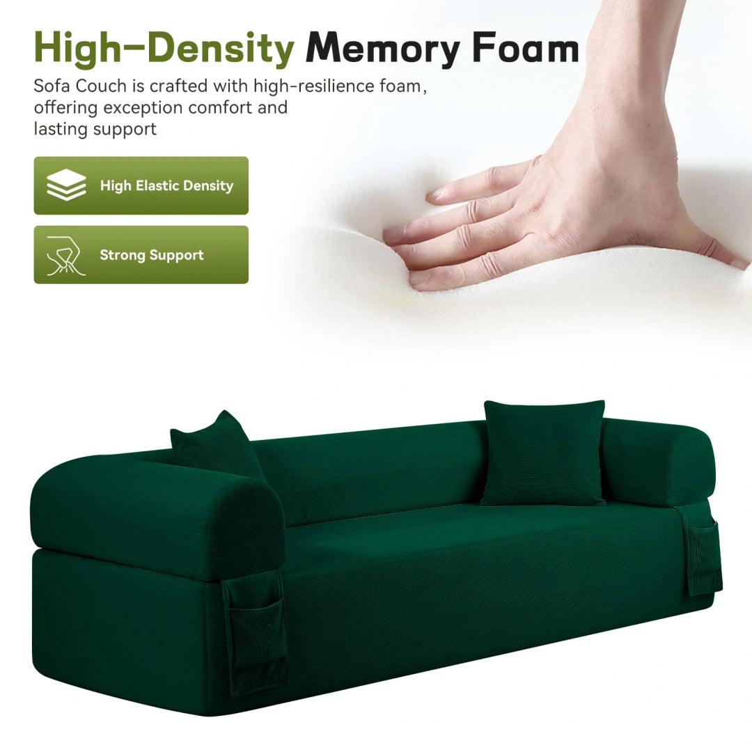 Green 3 Seater Sofa Boneless Couches #6118