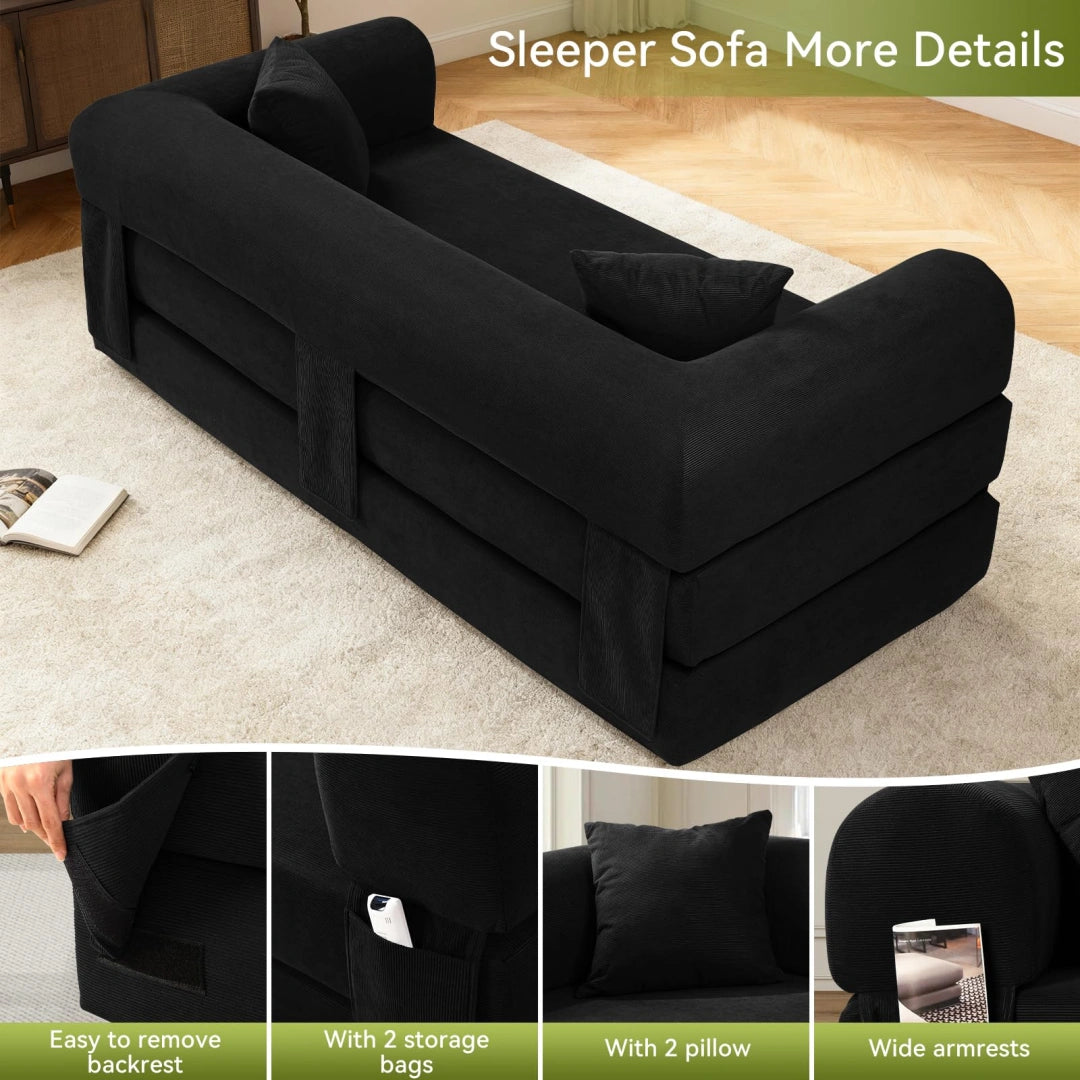 Dark Gray Convertible Sofa Bed Couch 80 Inch Boneless Couches for Living Room #6115