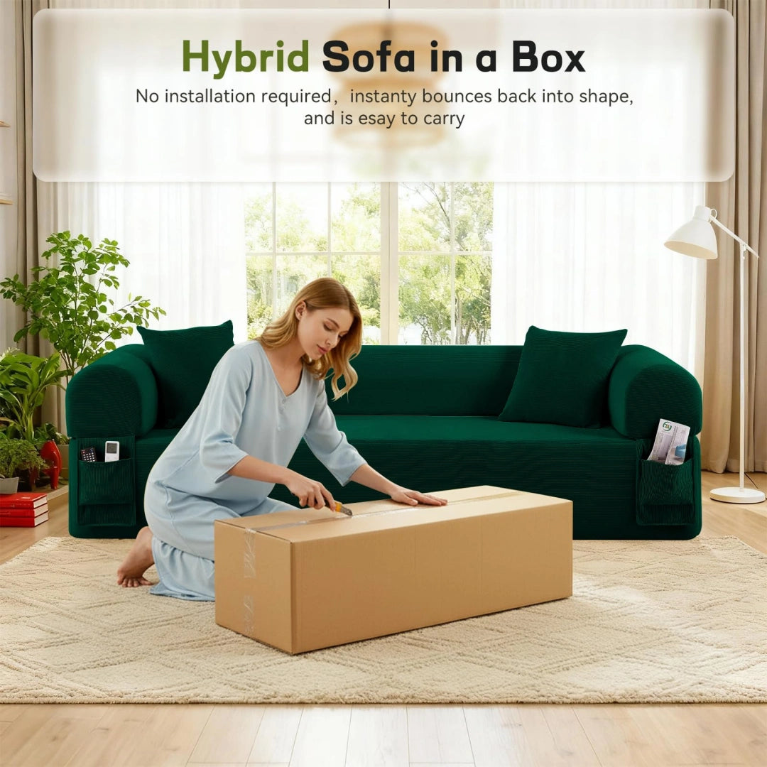 Green 3 Seater Sofa Boneless Couches #6118