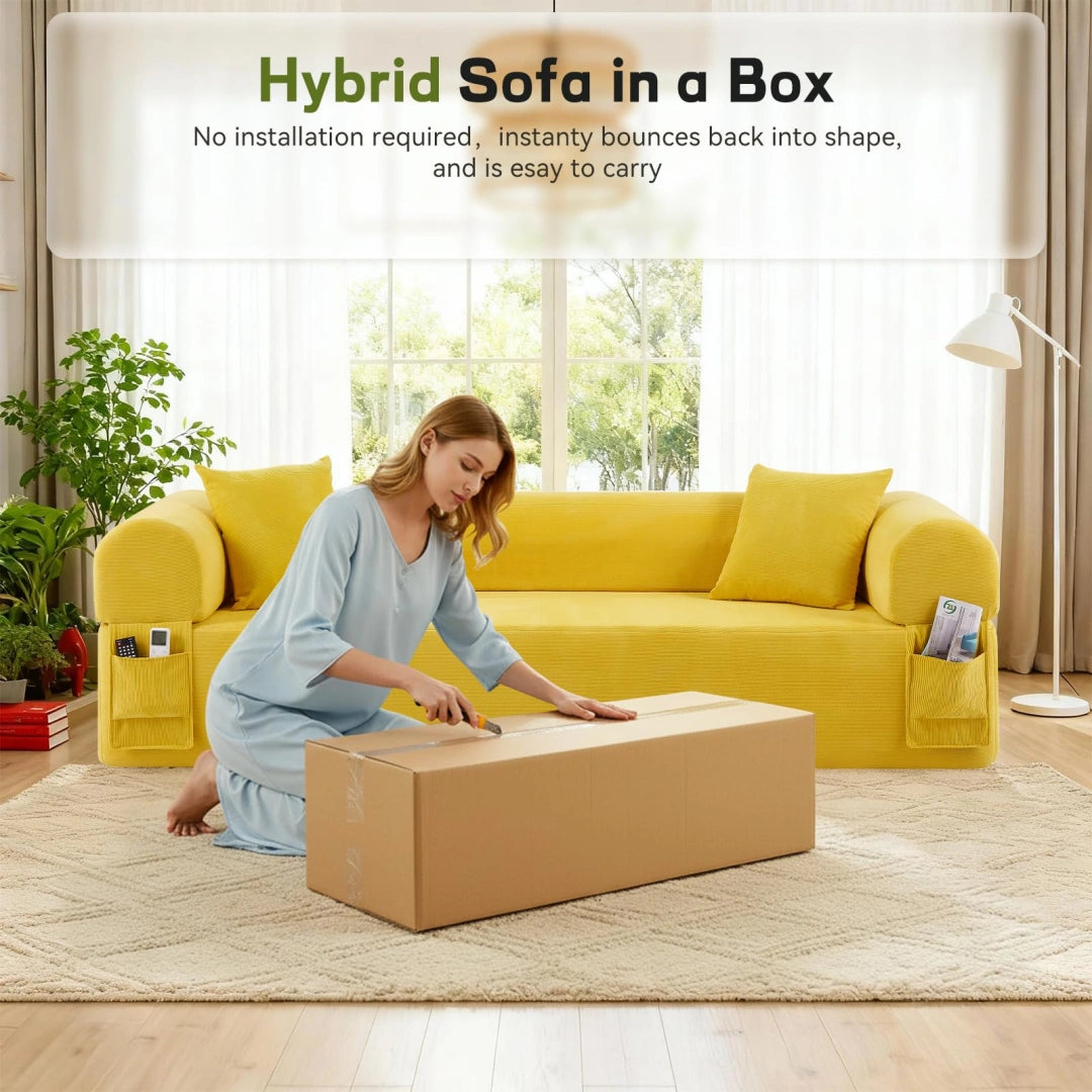 Yellow 3 Seater Sofa Boneless Couches #6118