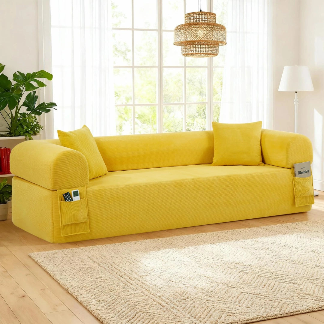 Yellow 3 Seater Sofa Boneless Couches #6118