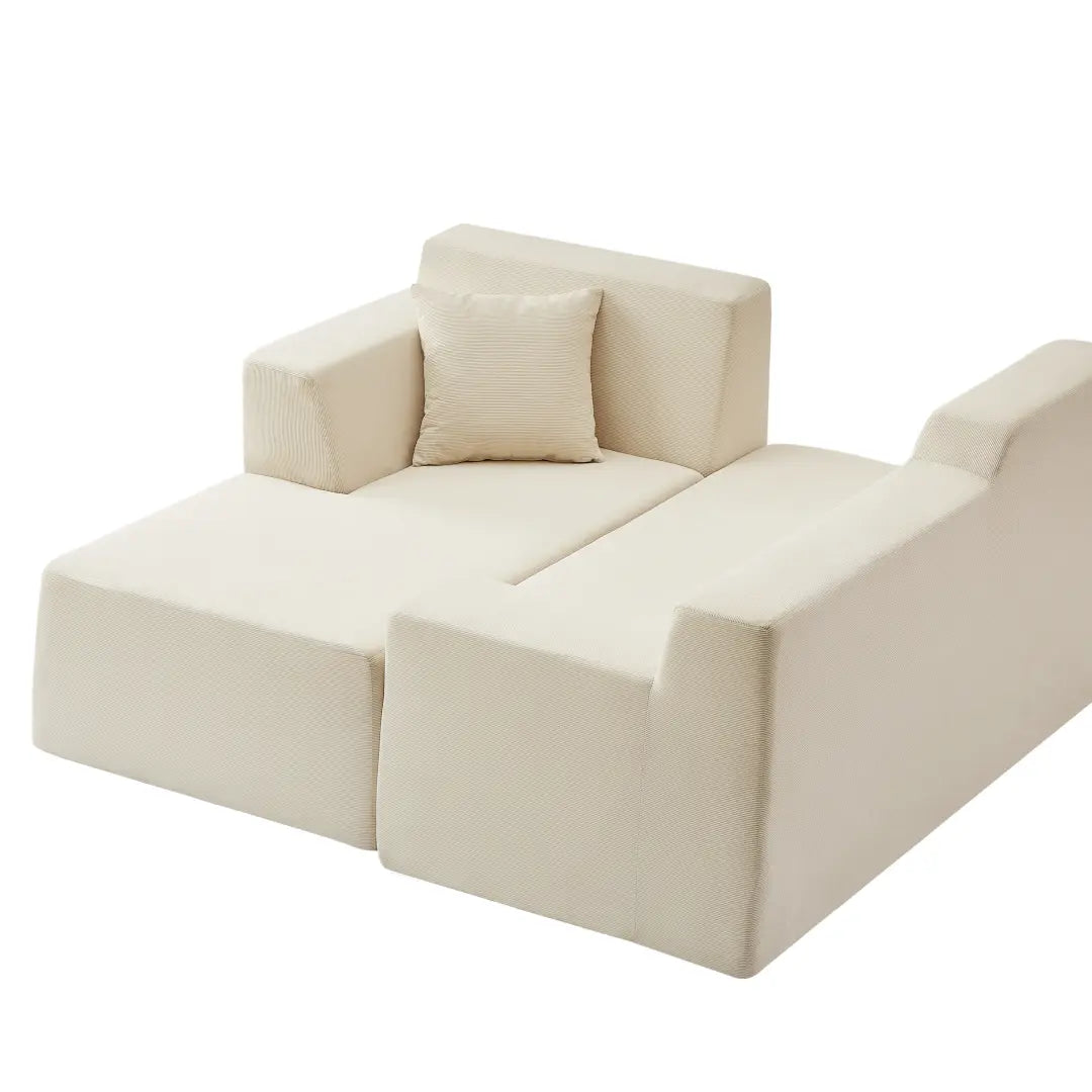Modern minimalist L-shaped corduroy high back sofa