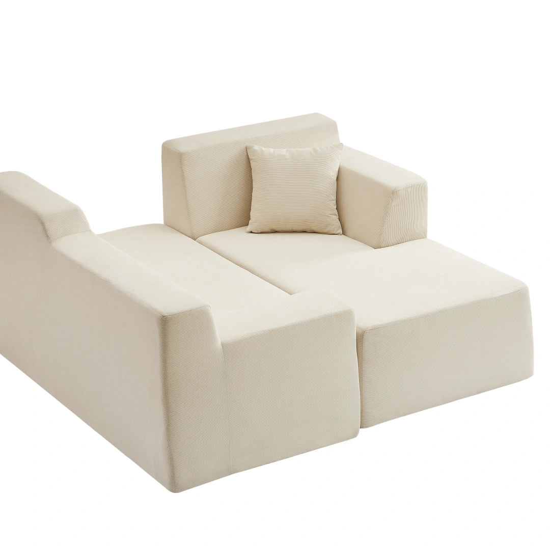 White Right Modern minimalist L-shaped corduroy high back sofa #6100B