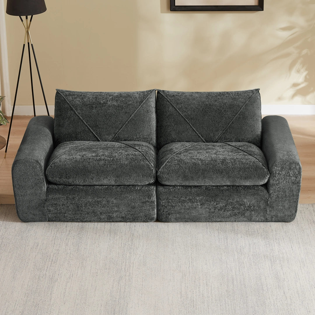 Dark Gray 2 Seat Modern minimalist chenille combination sofa #6159