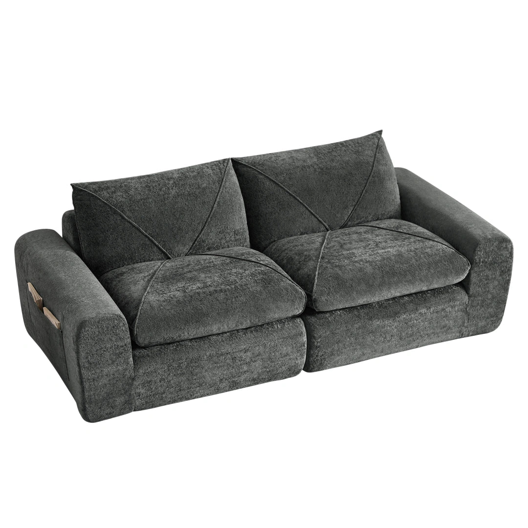 Dark Gray 2 Seat Modern minimalist chenille combination sofa #6159