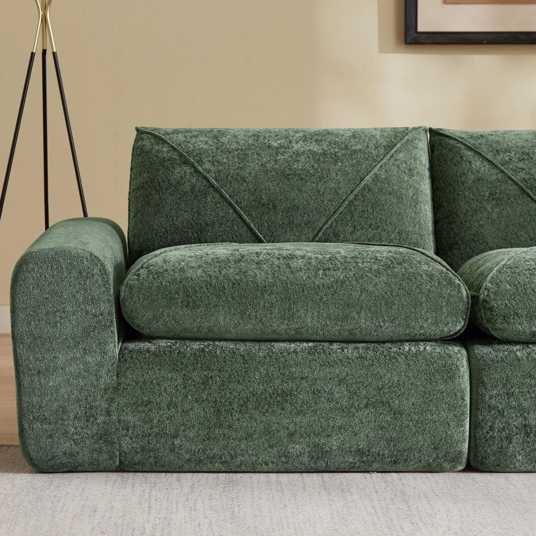 Green 2 Seat Modern minimalist chenille combination sofa #6159