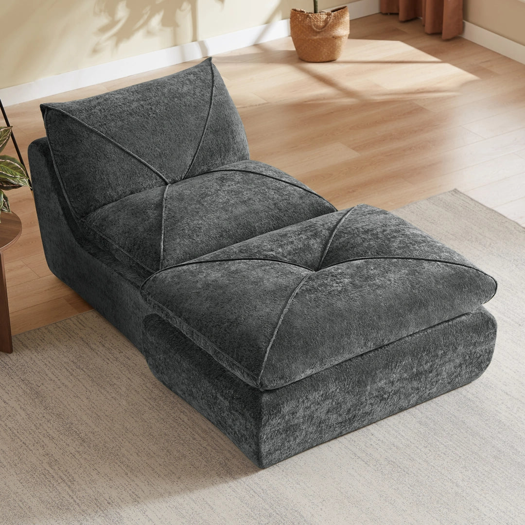 Dark Gray 1 Seat and 1 Ottoman Modern minimalist chenille combination sofa #6159