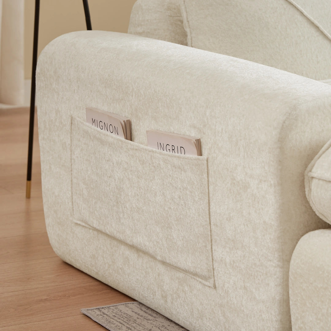 Beige 4 Seat and 2 Ottoman Modern minimalist chenille combination sofa #6159