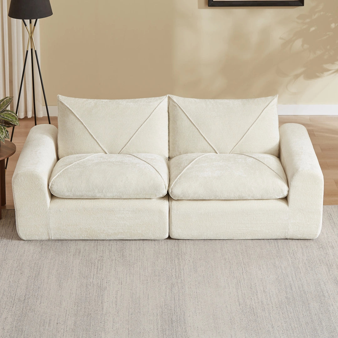 Beige 2 Seat Modern minimalist chenille combination sofa #6159