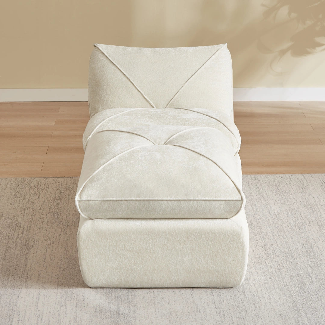 Beige 1 Seat and 1 Ottoman Modern minimalist chenille combination sofa #6159