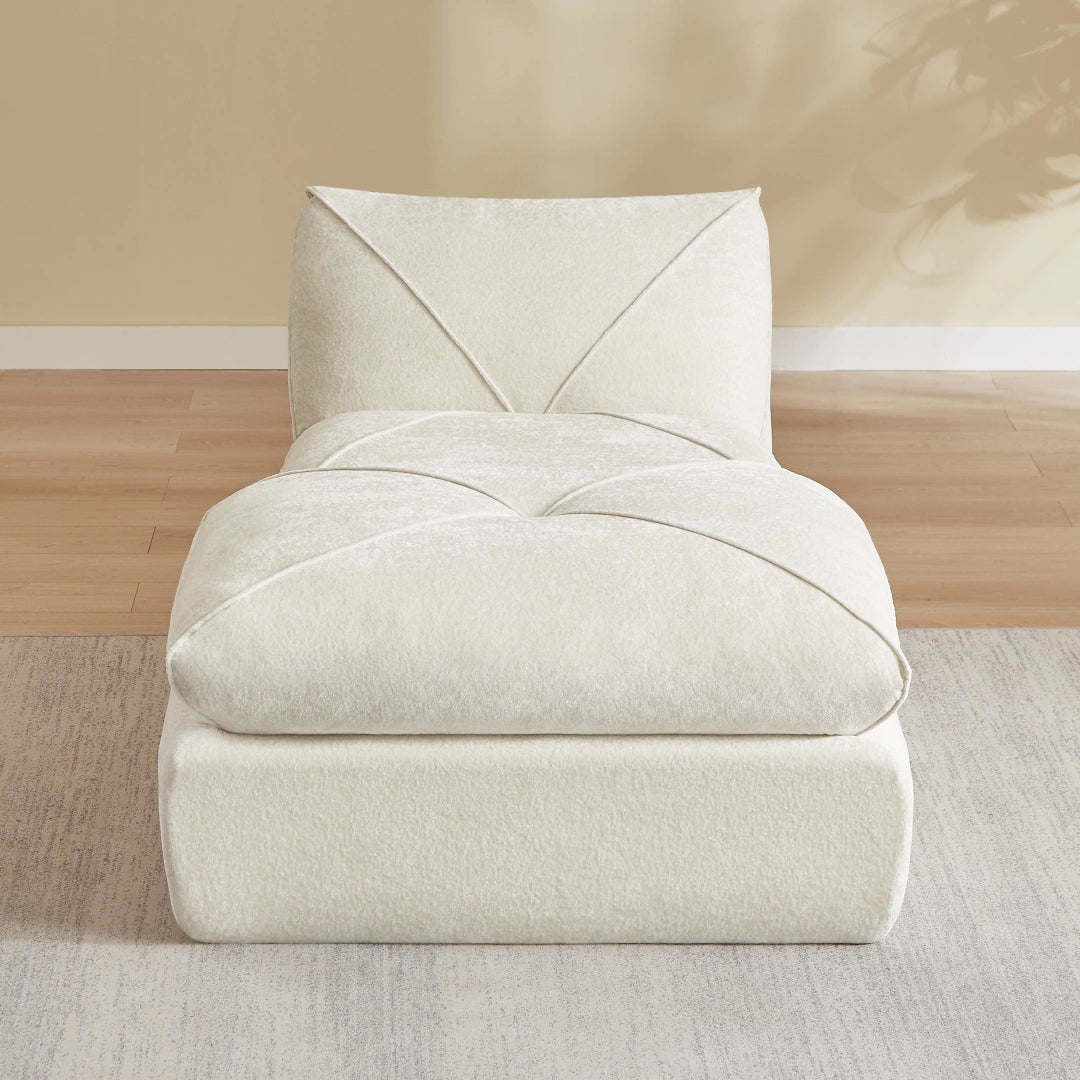 Beige 1 Seat and 1 Ottoman Modern minimalist chenille combination sofa #6159