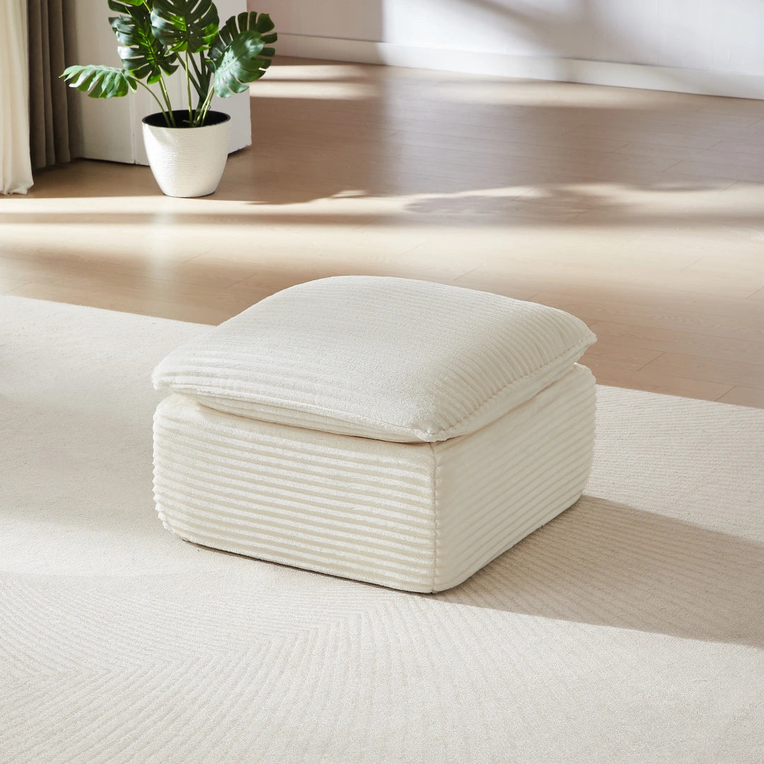 White Ottoman Modern corduroy cloud sofa #6108