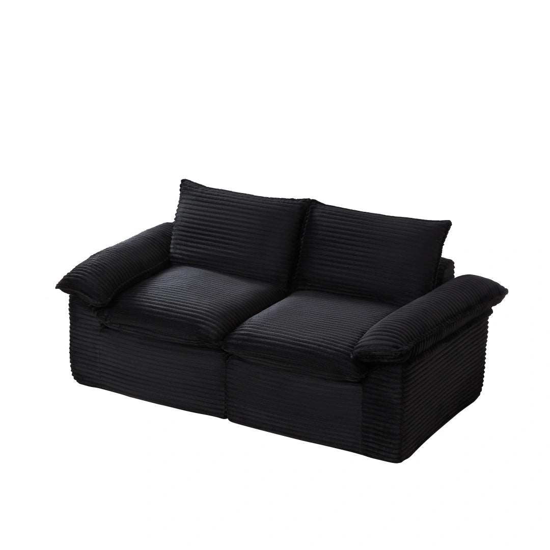 Black 2 Seat Modern corduroy cloud sofa #6108