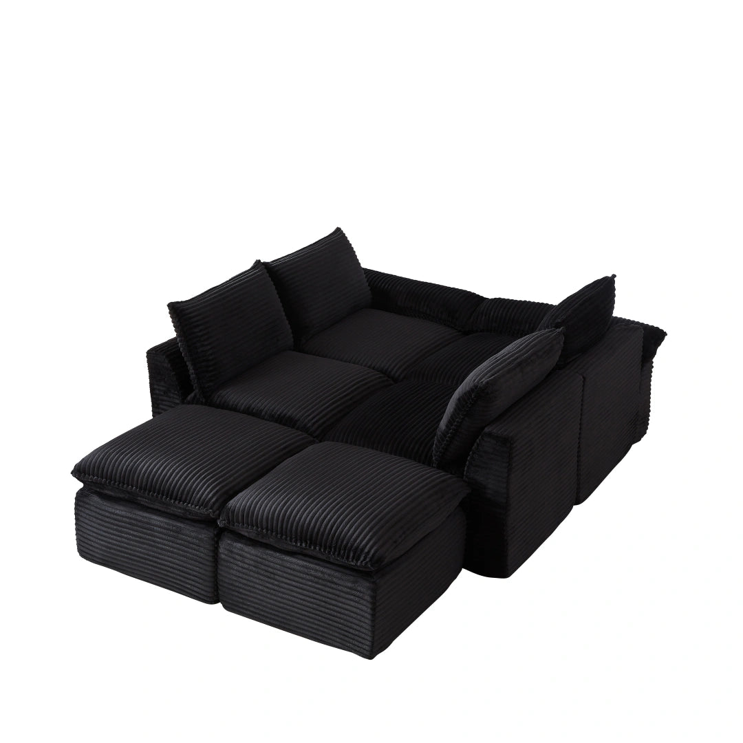 Black 6 Seat Modern corduroy cloud sofa #6108