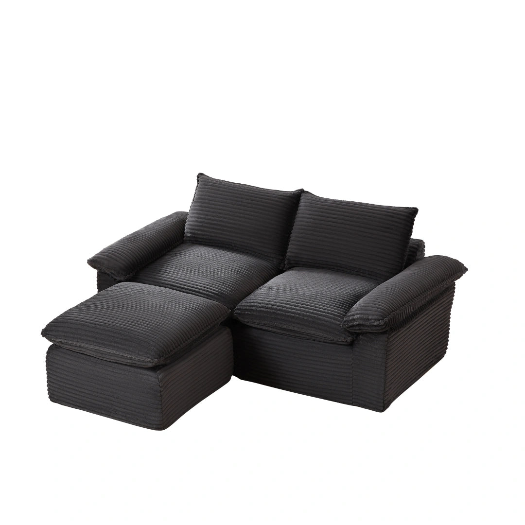 Dark Gray 2 Seat and Ottoman Modern corduroy cloud sofa #6108