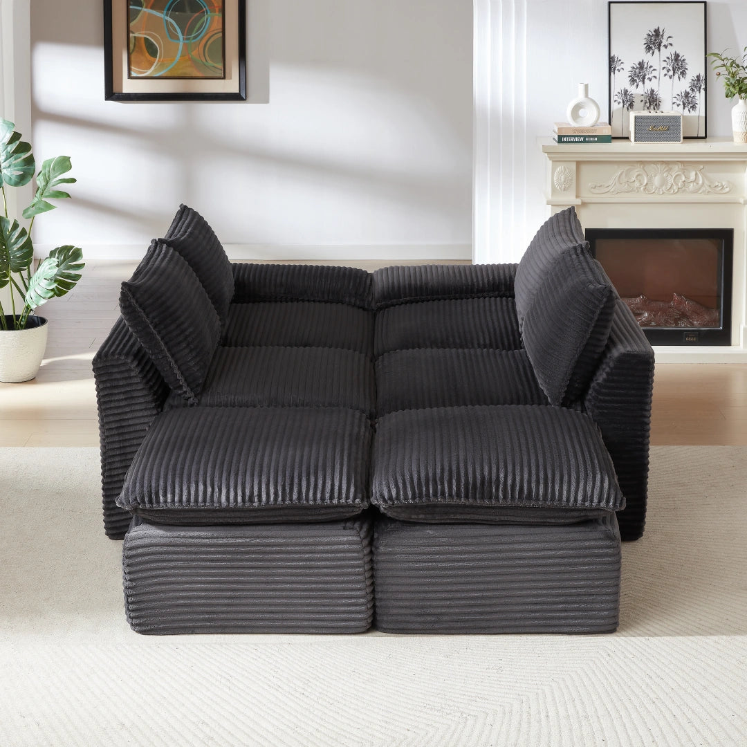 Dark Gray 6 Seat Modern corduroy cloud sofa #6108
