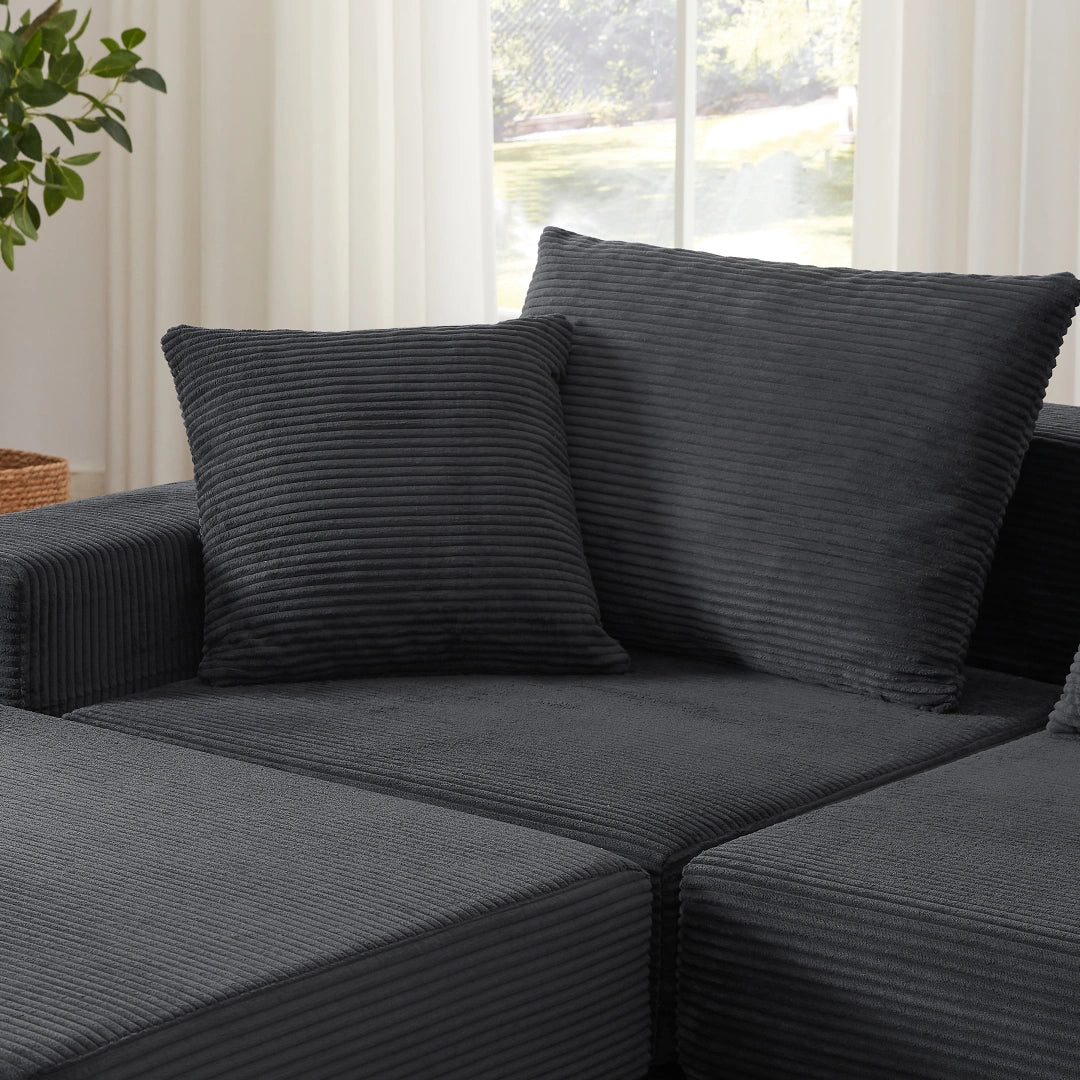 Dark Gray 2 Seat and 1 Ottoman Modular Sectional Loveaeat Cloud Sofa #6083
