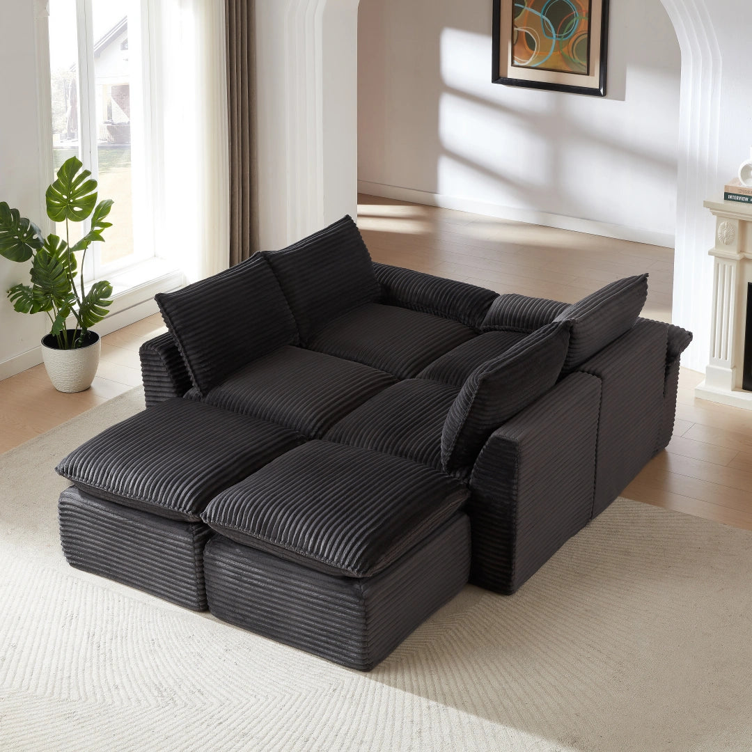 Dark Gray 6 Seat Modern corduroy cloud sofa #6108