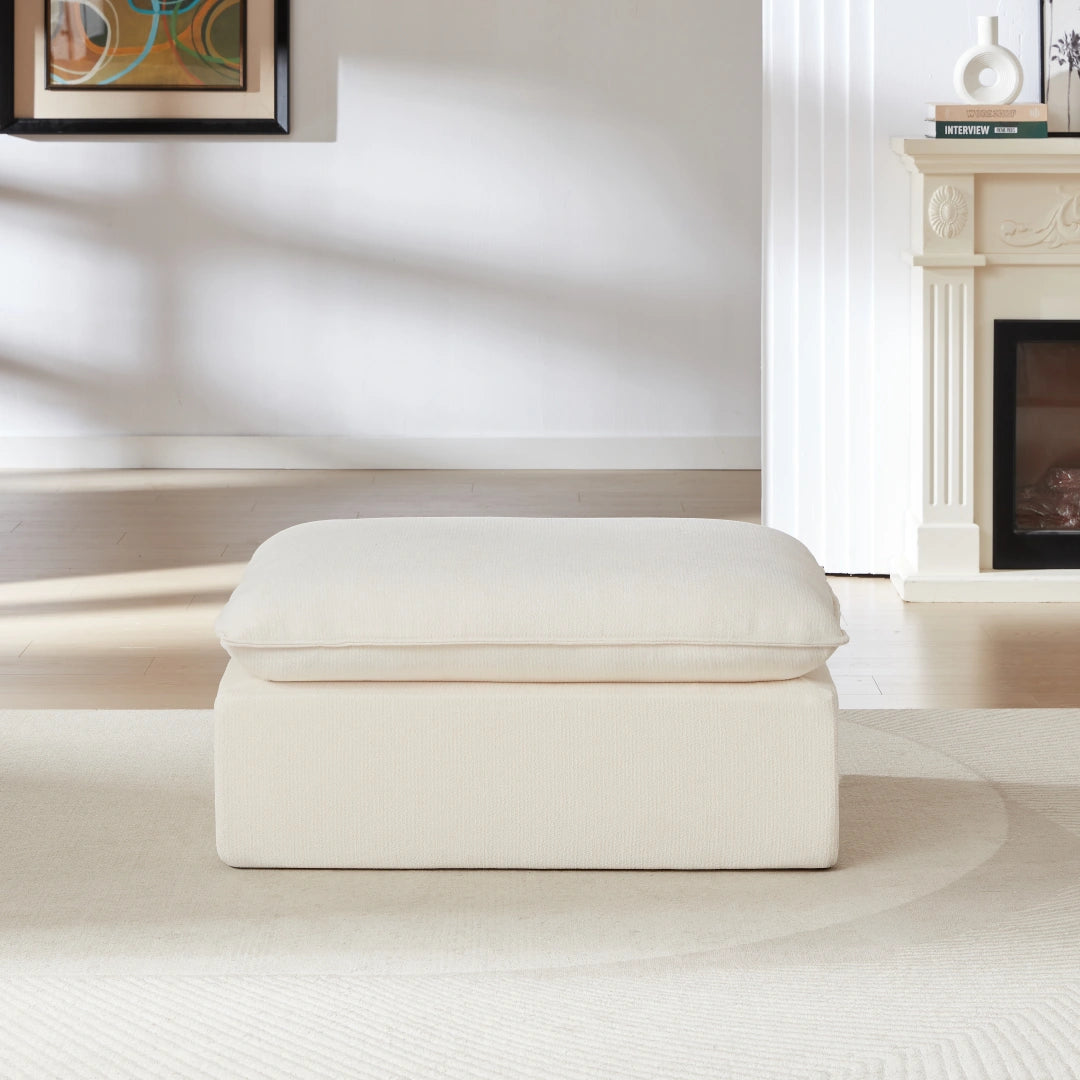 White Ottoman Modern Chenille cloud sofa #6120