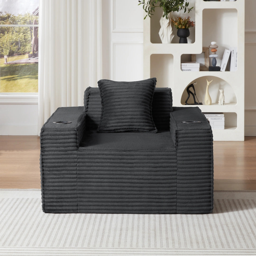 Dark Gray 1 Seater Sofa Boneless Couches #6128B