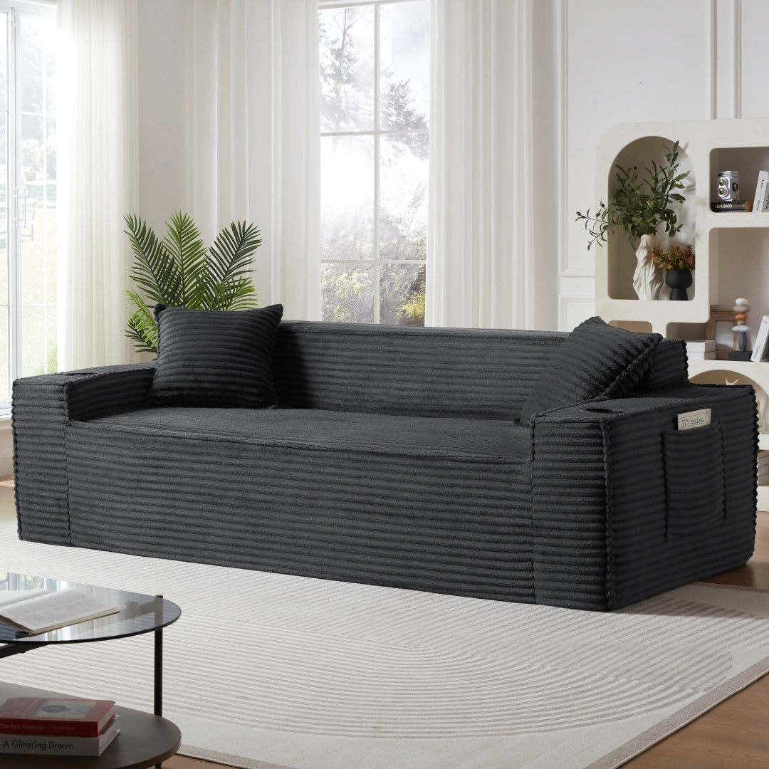 Dark Gray 3 Seater Sofa Boneless Couches #6128B