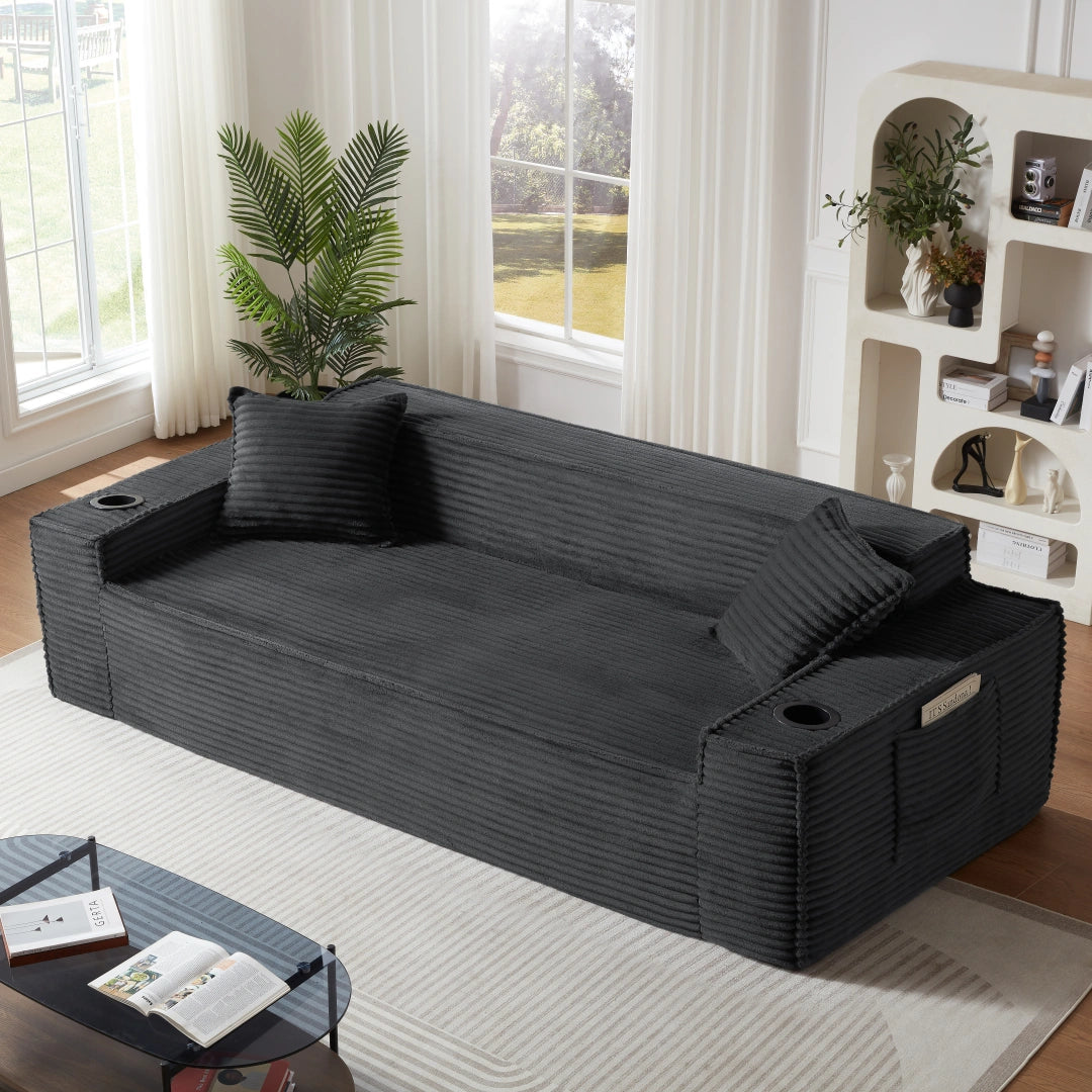 Dark Gray 3 Seater Sofa Boneless Couches #6128B