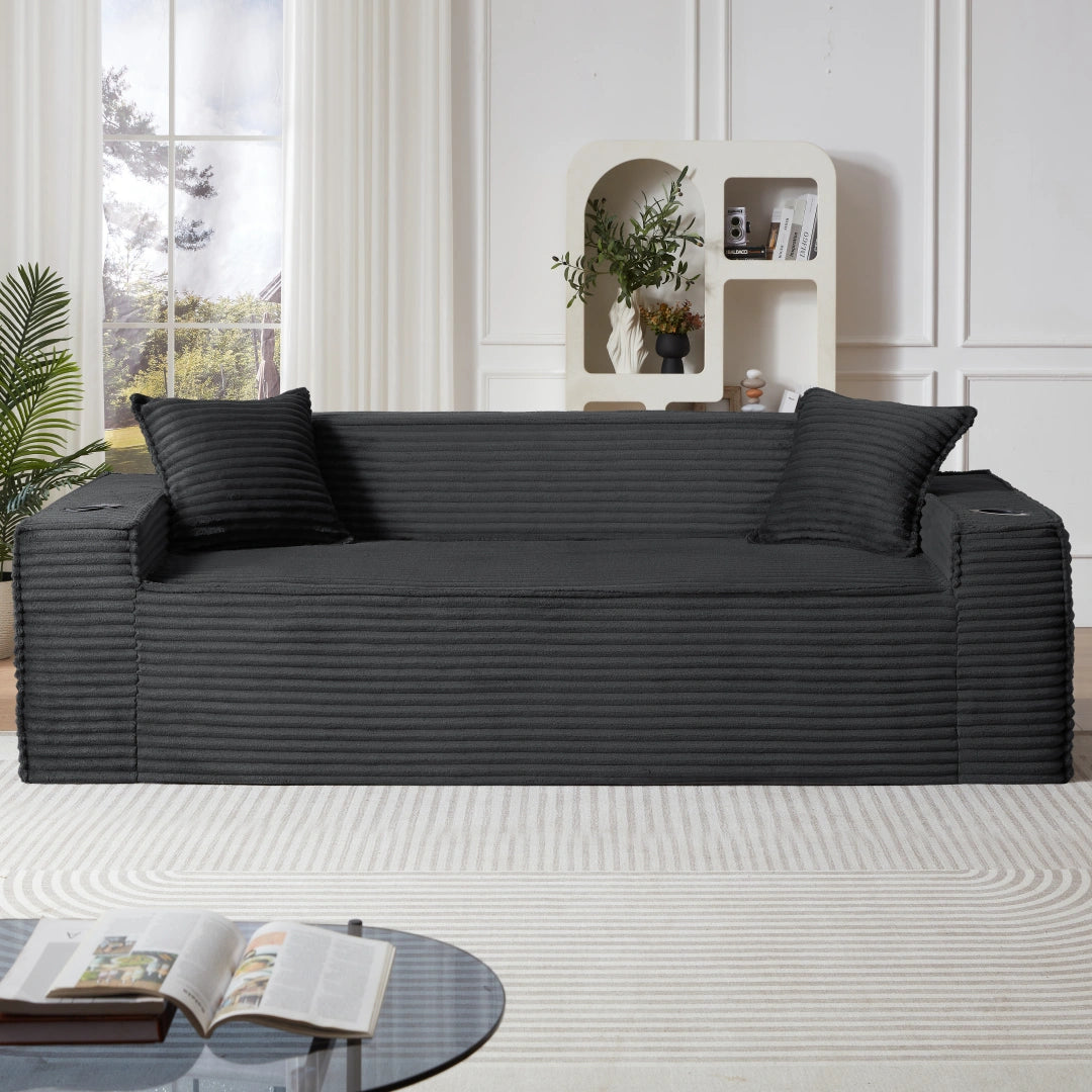 Dark Gray 3 Seater Sofa Boneless Couches #6128B