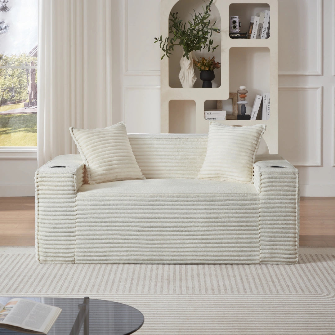 White 2 Seater Sofa Boneless Couches #6128B