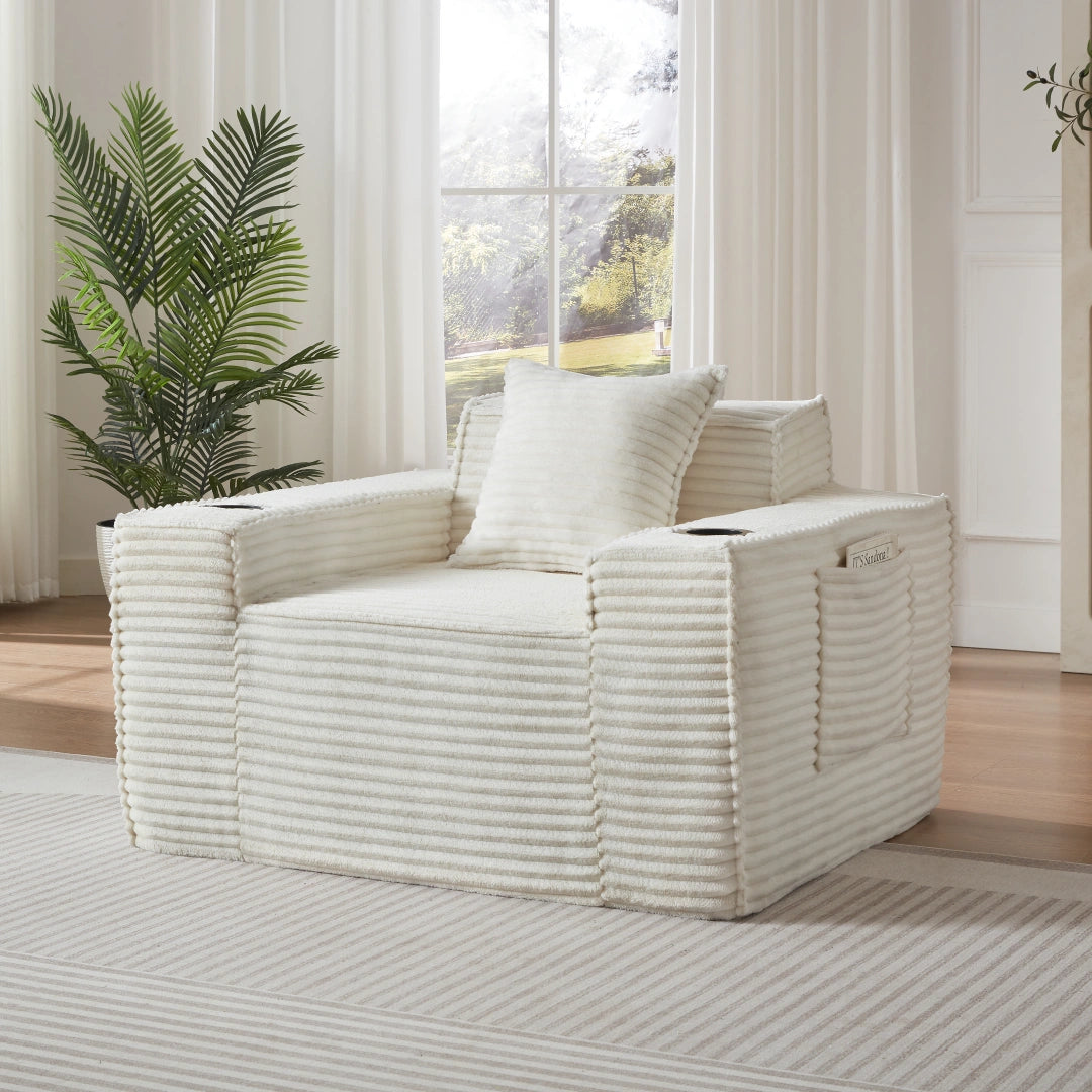 Whtie Seater Sofa Boneless Couches #6128B