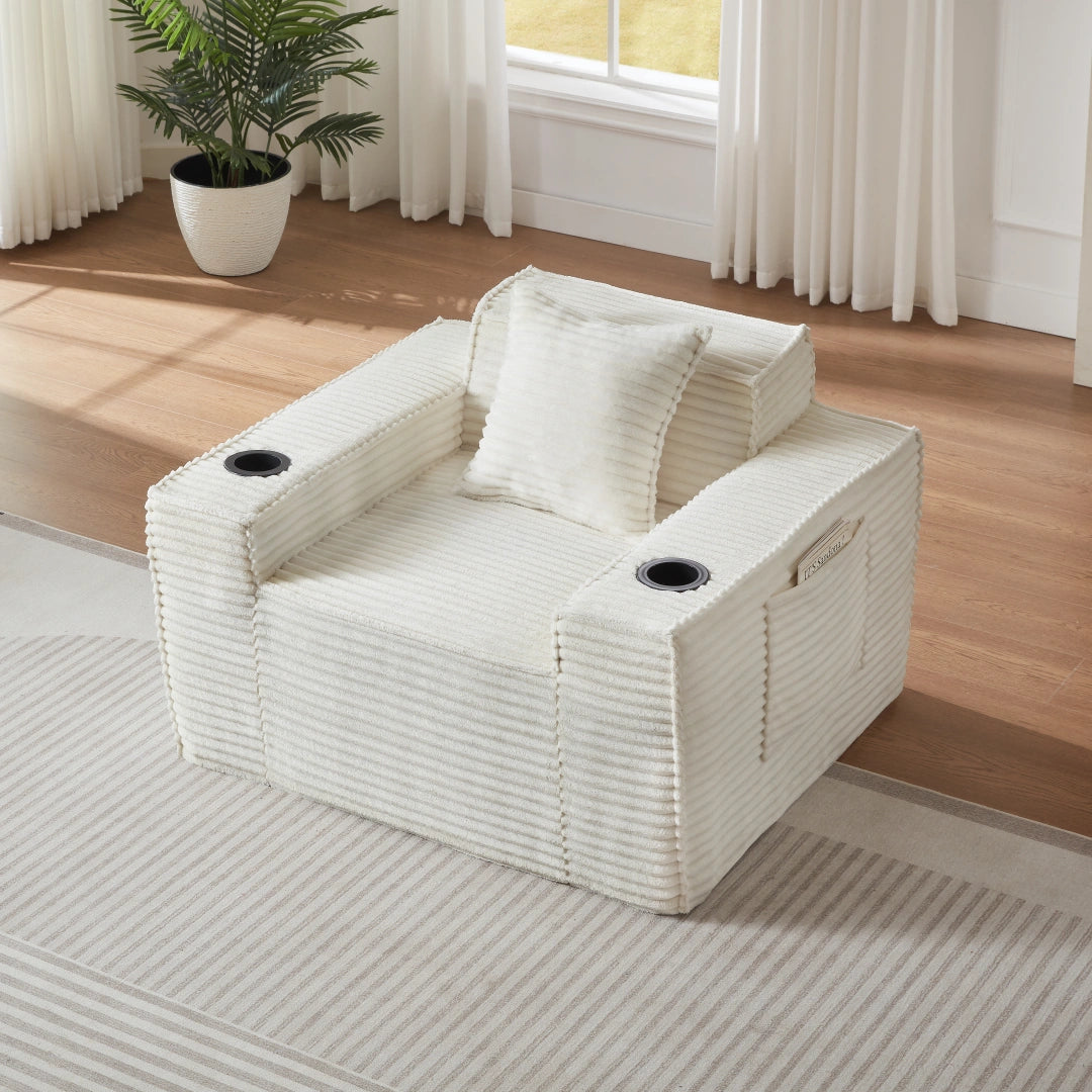 Whtie Seater Sofa Boneless Couches #6128B