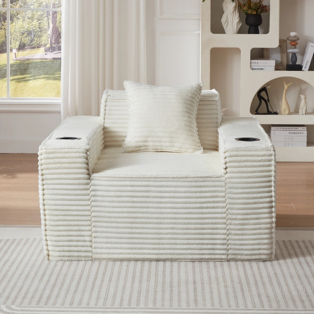 Whtie Seater Sofa Boneless Couches #6128B