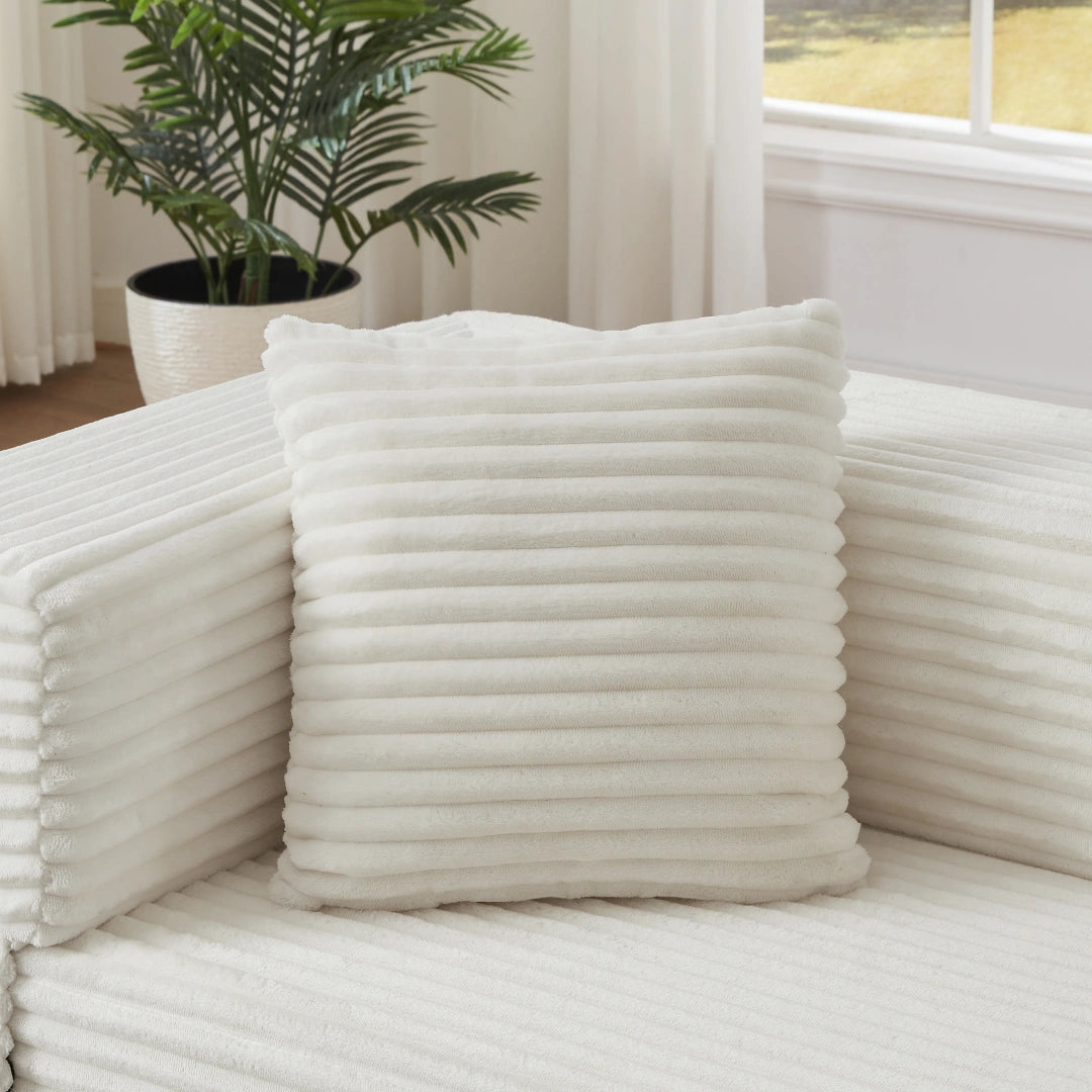 White 3 Seat Modern cord sofa with stylish appearance #6138B