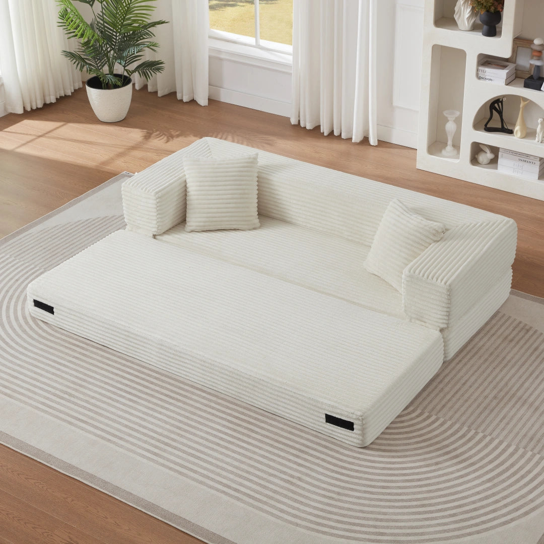 White 3 Seat Modern cord sofa with stylish appearance #6138B