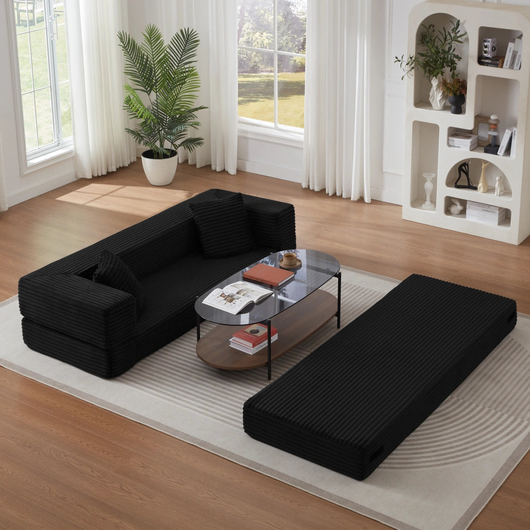 Black 3 Seat Modern cord sofa with stylish appearance #6138B