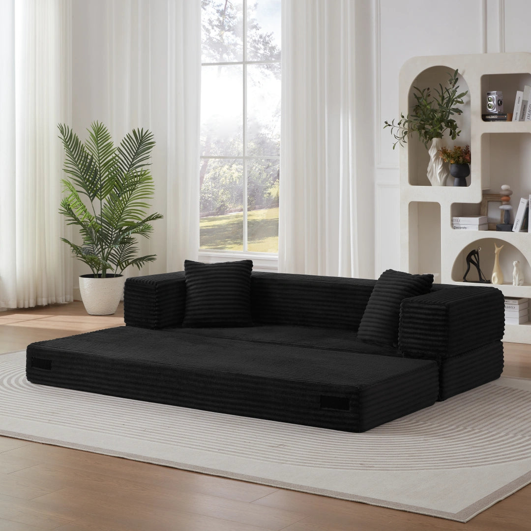 Black 3 Seat Modern cord sofa with stylish appearance #6138B