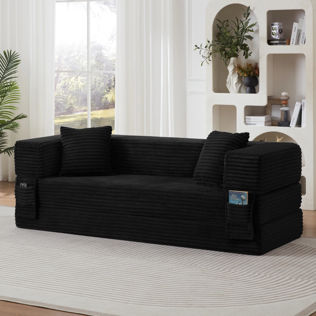 Black 3 Seat Modern cord sofa with stylish appearance #6138B