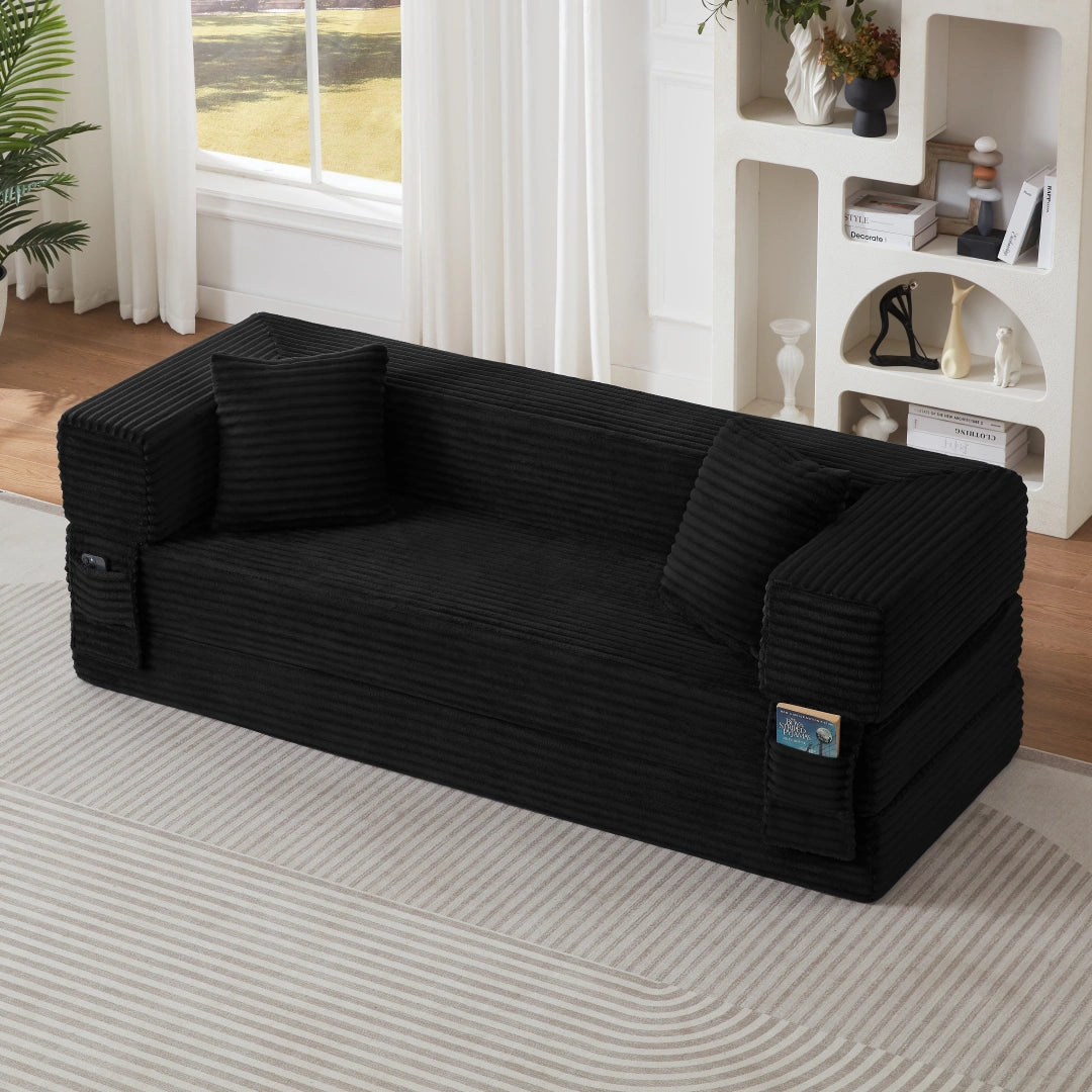 Black 3 Seat Modern cord sofa with stylish appearance #6138B