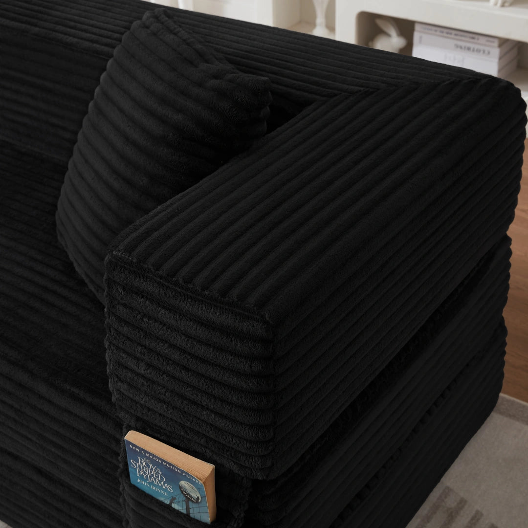 Black 3 Seat Modern cord sofa with stylish appearance #6138B